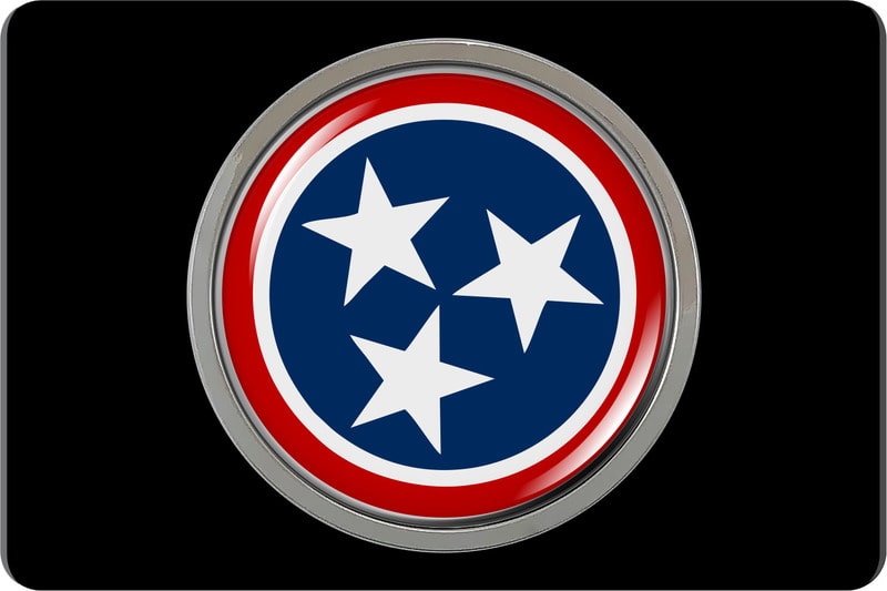 Tennessee State Flag - Tow Hitch Cover with Chrome Emblem
